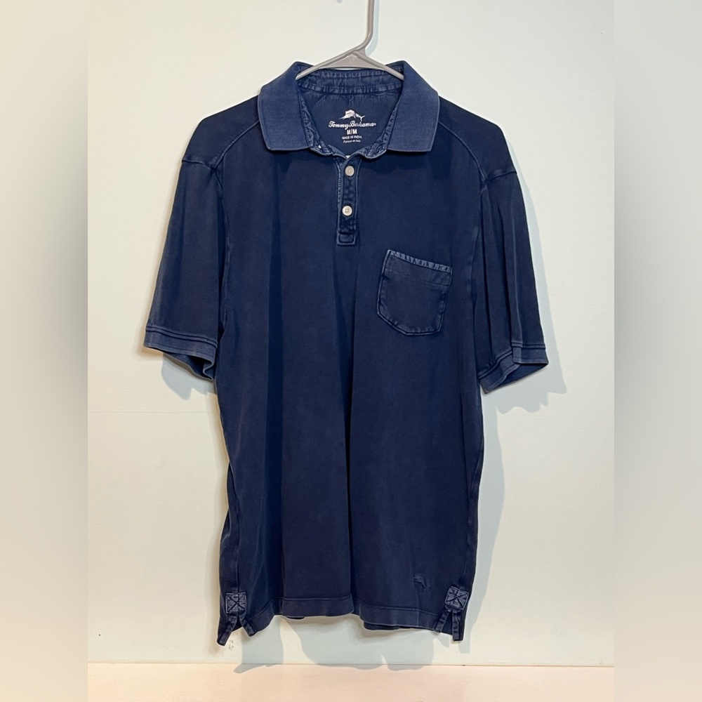 Tommy Bahama Deep Blue Cotton Short Sleeve Polo Shirt, Size Medium
